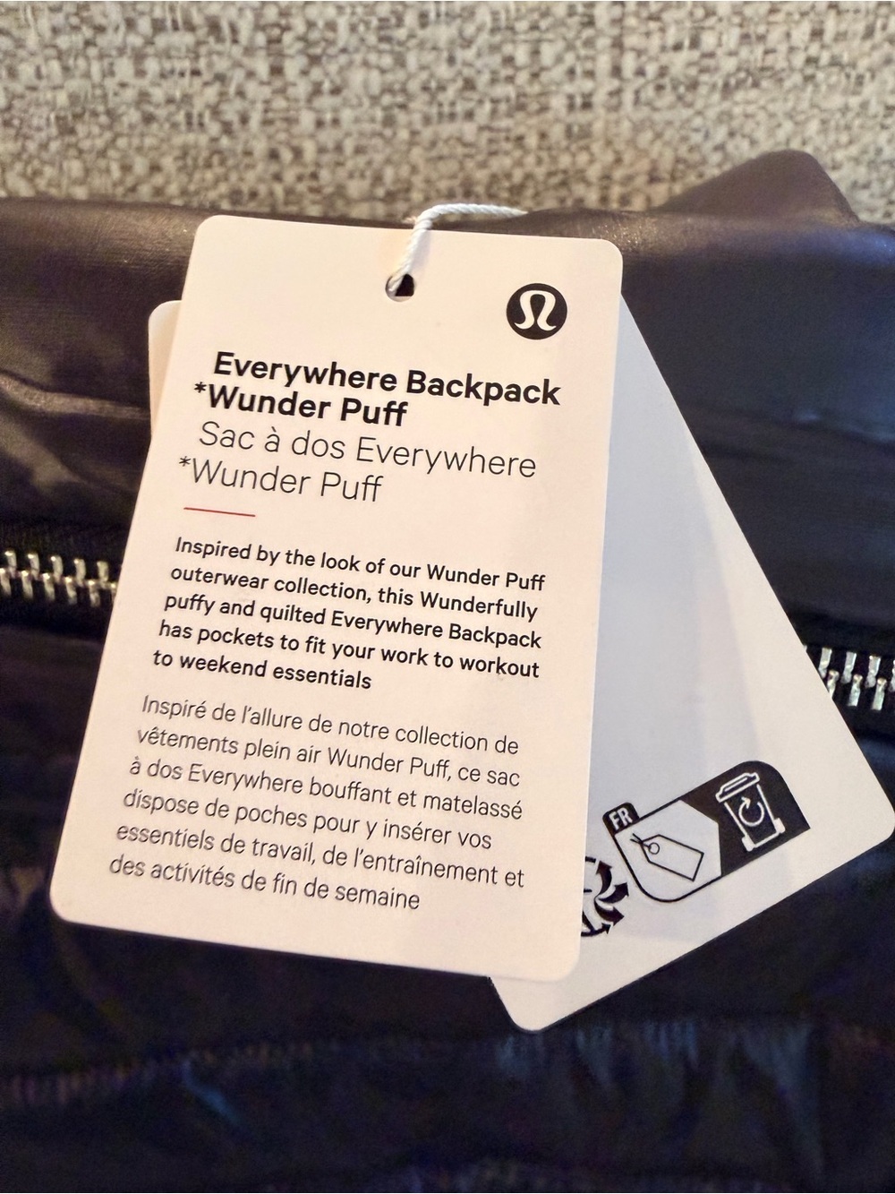 Lululemon Everywhere Backpack 22L Wunder Puff black limited edition NWT - Picture 7 of 15